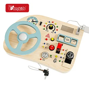 Educational play Car Driving Busy Board Wooden Montessori Toys Steering Wheel for Toddlers W12D559