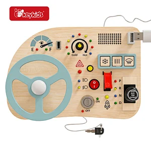 Educational play Car Driving Busy Board Wooden Montessori Toys Steering Wheel for Toddlers W12D559