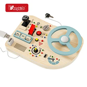 Educational play Car Driving Busy Board Wooden Montessori Toys Steering Wheel for Toddlers W12D559